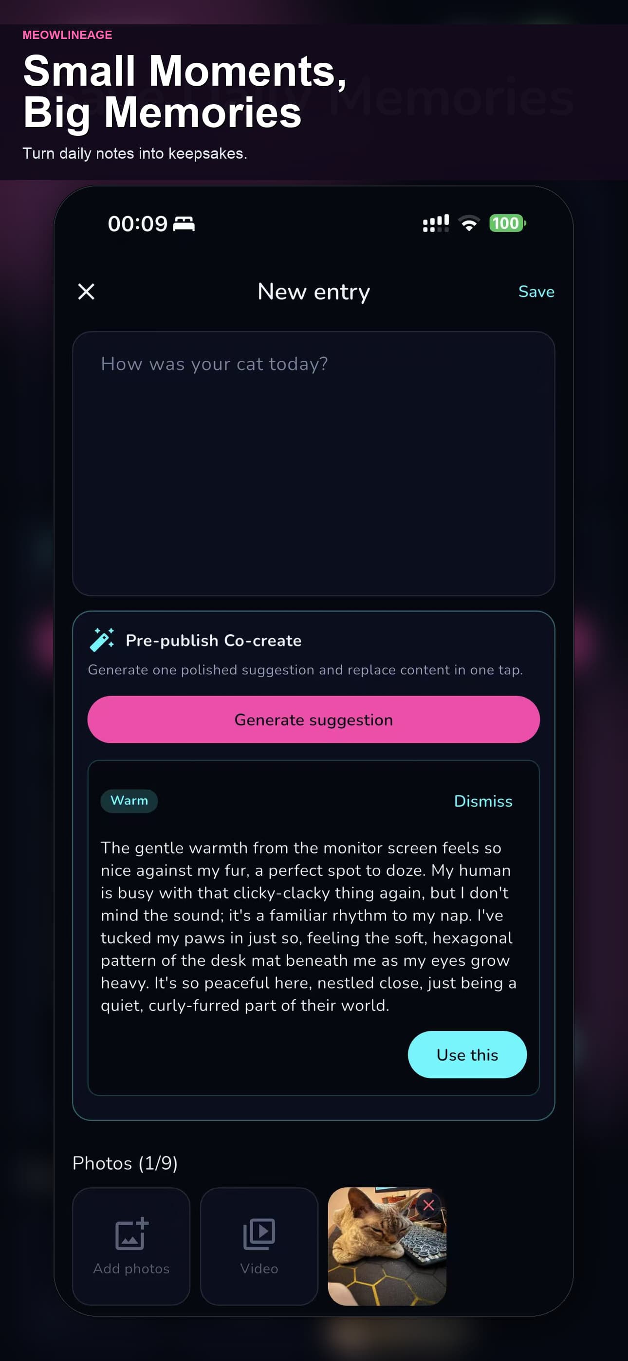 I have thousands of cat photos on my phone, but not one complete story.